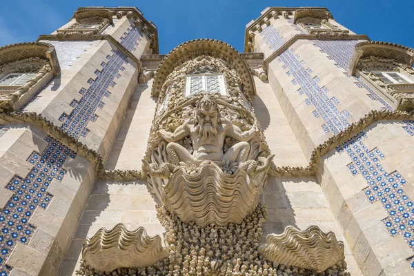 Demon Supports Balcony Entrance Pena Castle Sintra Portugal National Palace — Stock Photo, Image