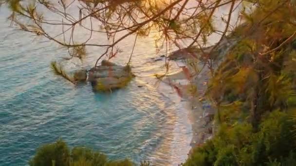 Bella Spiaggia Xigia Sull Isola Zante All Alba Mar Ionio — Video Stock