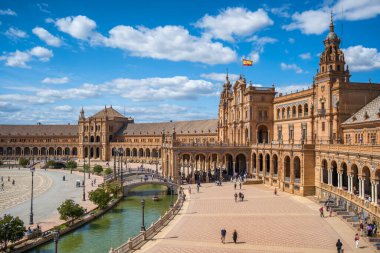Spanish Square or Plaza de Espana at sunny day in Seville, Andalusia, Spain. Spanish destination scene.