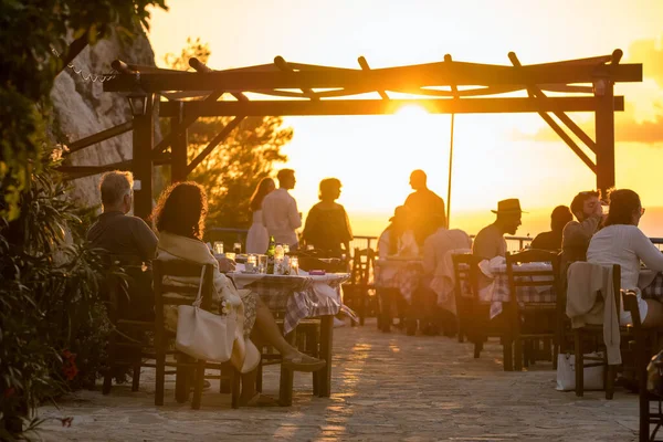 Zante Greece September 2022 Unidentified People Enjoy Sunset Sunset Michali — Stock Photo, Image