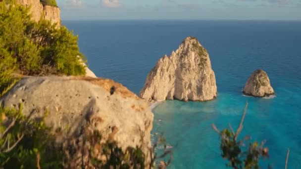 Скелі Кері Острові Закінтос Іонічне Море Греція Гарна Скеля Акра — стокове відео