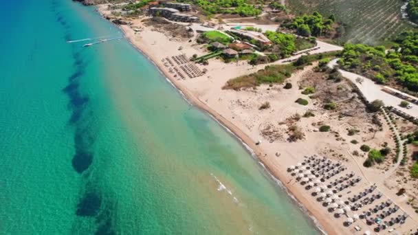 Widok Lotu Ptaka Plażę Banana Wyspie Zakynthos Morze Jońskie Grecja — Wideo stockowe
