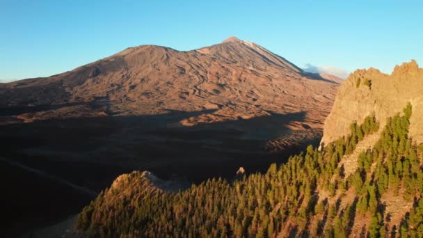 Luchtfoto Van Vulkaan Teide Tenerife Canarische Eilanden Spanje Nationaal Park — Stockvideo
