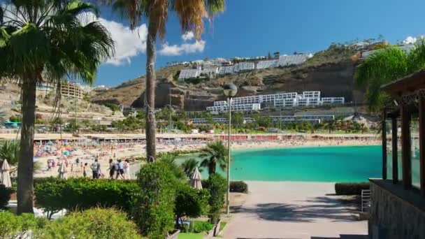 Plaża Playa Amadores Gran Canarii Wyspy Kanaryjskie Hiszpania Luksusowe Miejsce — Wideo stockowe
