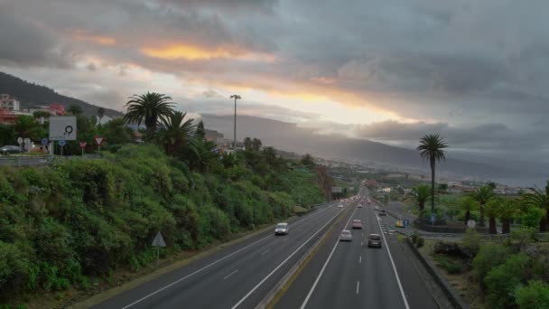 Autostrada Wyspach Kanaryjskich Północy Teneryfy Biegnąca Santa Cruz Tenerife Puerto — Wideo stockowe