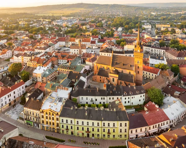 Luftaufnahme Der Tarnower Altstadt Bei Sonnenaufgang Polen Drohnenbild Des Tarnower — Stockfoto