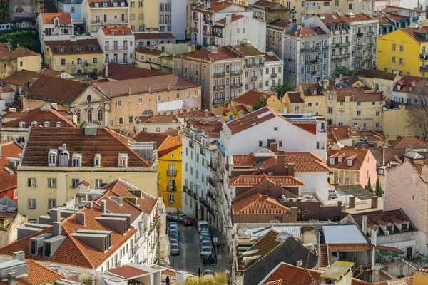 Lizbon Şehir Merkezindeki Tarihi Binaların Üst Görüntüsü Portekiz Lizbon Eski — Stok fotoğraf