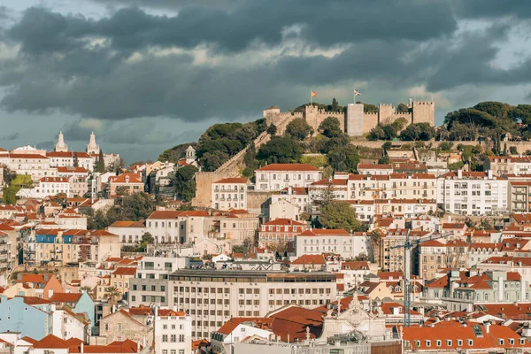 Lisbon Portugal Cityscape Historic Sao Jorge Castle Lisboa Old Town — Foto de Stock