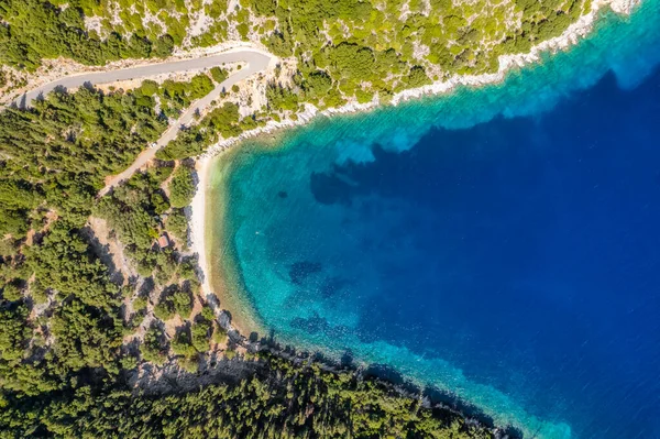 Aerial Top View Chorgota Beach Kefalonia Ionian Island Greece Horgota — Stock Photo, Image