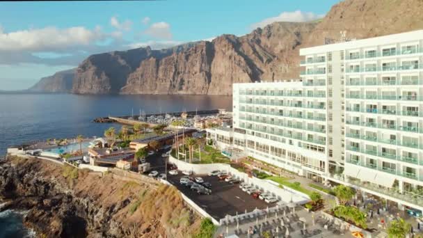 Вид Літака Острів Тенерифе Іспанія Розкішний Готельний Комплекс Величними Високими — стокове відео