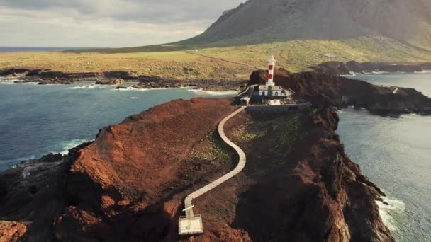 Letecký Pohled Maják Punta Teno Ostrově Tenerife Při Východu Slunce — Stock video