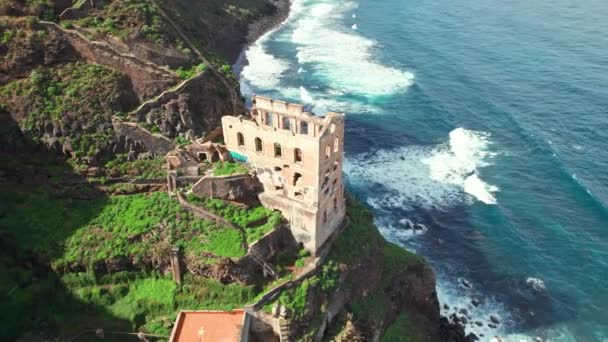 Letecký Bezpilotní Pohled Historické Vodní Výtah Gordejuela Los Realejos Tenerife — Stock video