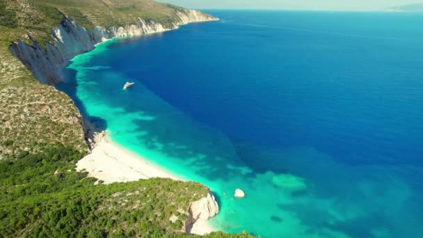 Playa Remota Fteri Isla Cefalonia Mar Jónico Grecia Esta Vista — Vídeos de Stock