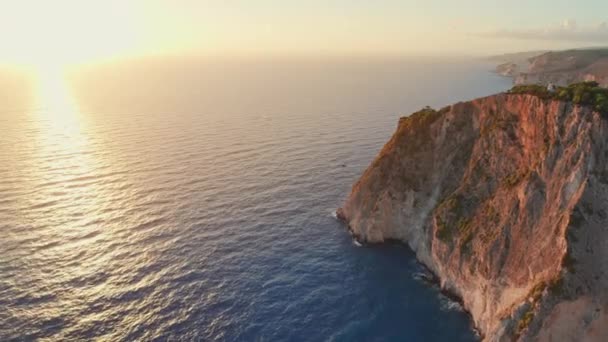 Vista Aérea Impresionante Costa Isla Zakynthos Con Altos Acantilados Hermoso — Vídeos de Stock