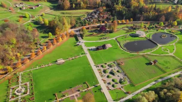 Sensory Gardens Muszyna Autumn Lesser Poland Voivodeship Poland Aerial Drone — Video Stock