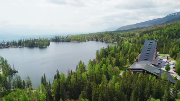 Горное Озеро Strbske Pleso Национальном Парке Высоких Татр Словакия Европа — стоковое видео