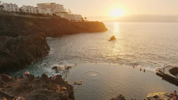 Tenerife España Enero 2023 Personas Identificadas Nadando Piscina Natural Los — Vídeos de Stock