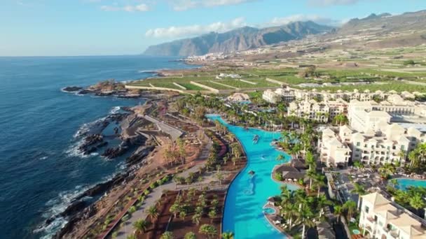 Aerial View Luxury Hotel Urban Park Atlantic Ocean Coast Alcala — Stock Video