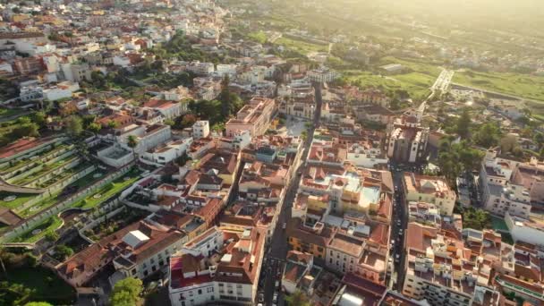 Flygfoto Över Orotava Stad Teneriffa Kanarieöarna Spanien Stadsbilden Orotava Vid — Stockvideo