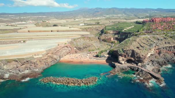 Spanya Kanarya Adaları Tenerife Deki Playa Abama Plajının Havadan Görüntüsü — Stok video