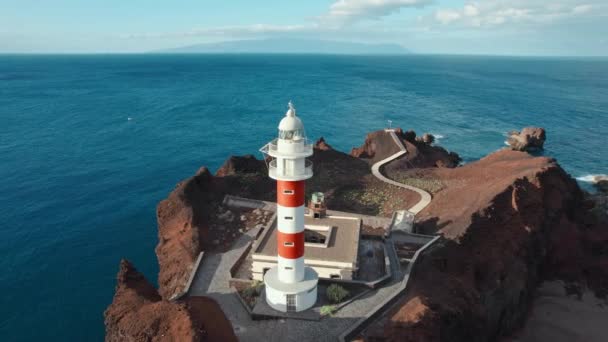 Vue Aérienne Phare Punta Teno Sur Île Tenerife Lever Soleil — Video