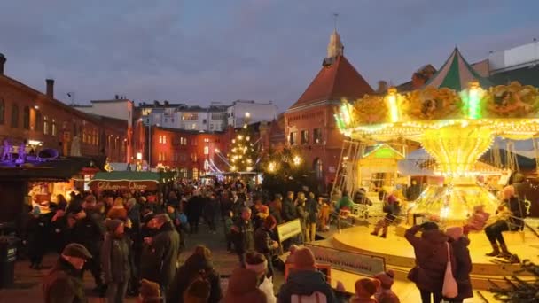 Berlín Německo Prosince 2022 Tradiční Vánoční Trh Berlíně Neidentifikovaní Lidé — Stock video