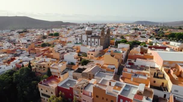 Aguimes Cityscape Parish Church San Sebastian Gran Canaria Canary Island — стокове відео