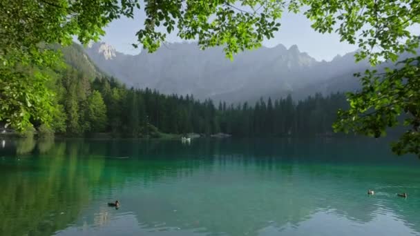 배경에 마운트 Mangart와 우수한 Fusine Fusine Lakes Natural Park Tarvisio — 비디오