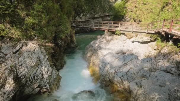 Φαράγγι Vintgar Στο Εθνικό Πάρκο Triglav Της Σλοβενίας Είναι Ένα — Αρχείο Βίντεο