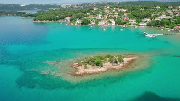 Amazing Crystal Clear Sea Water Gonar Beach Rab Island Croatia — Stock Video