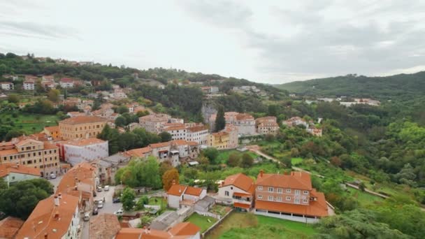 Widok Lotu Ptaka Historyczne Centrum Miasta Pazin Półwyspie Istria Chorwacja — Wideo stockowe