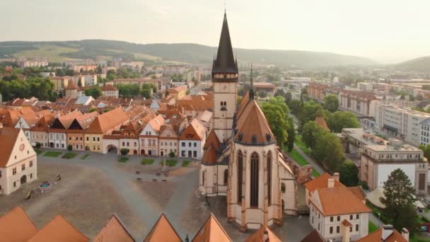 Basílica São Giles Bardejov Eslováquia Vista Aérea Cidade Velha Bardejov — Vídeo de Stock