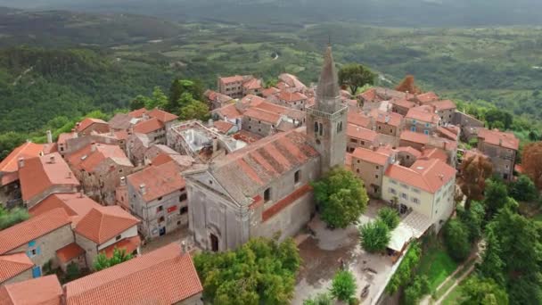 Widok Lotu Ptaka Malownicze Historyczne Miasto Groznjan Istria Region Chorwacja — Wideo stockowe