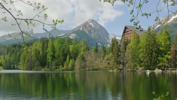 Zomer Uitzicht Hoge Tatra Gebergte Nationaal Park Strbske Pleso Meer — Stockvideo