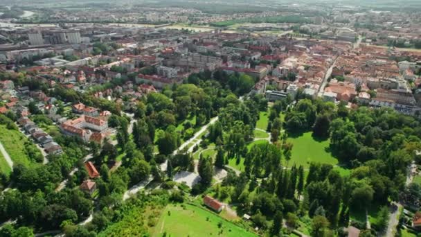 Widok Lotu Ptaka Maribor Słoneczny Dzień Słowenii Jest Drugim Wielkości — Wideo stockowe