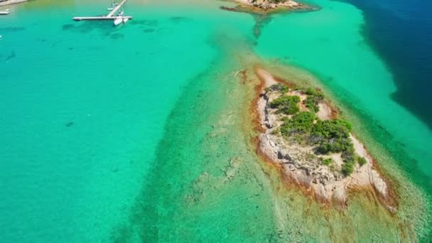 Fantastisk Krystalklart Havvand Gonar Stranden Rab Øen Kroatien Luftfoto Rab – Stock-video