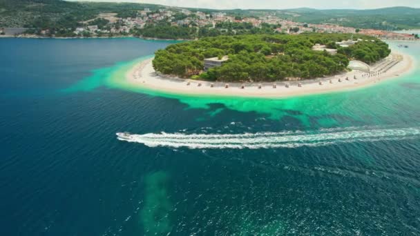 Aerial View Jet Ski Cruising High Speed Adriatic Sea Beautiful — Stock Video