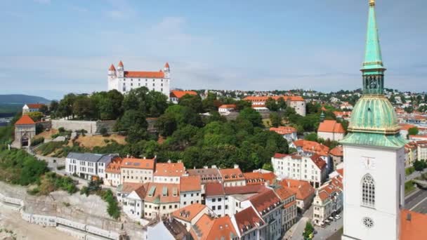 Peisajul Urban Bratislava Timpul Verii Slovacia Vedere Aeriană Capitalei Slovace — Videoclip de stoc
