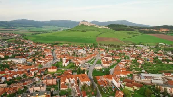 Αεροφωτογραφία Της Πόλης Spiske Podhradie Και Του Κάστρου Spis Μνημείο — Αρχείο Βίντεο
