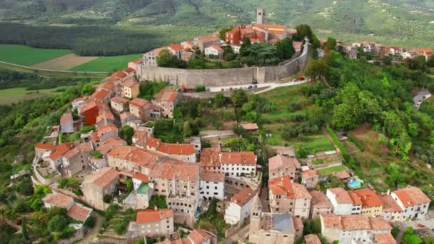 Widok Lotu Ptaka Malownicze Historyczne Miasto Motovun Istria Region Chorwacja — Wideo stockowe