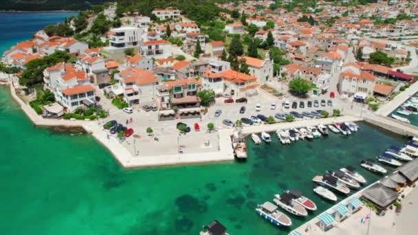 Aerial View Old Town Tribunj Small Island Adriatic Sea Dalmatia — Stock Video