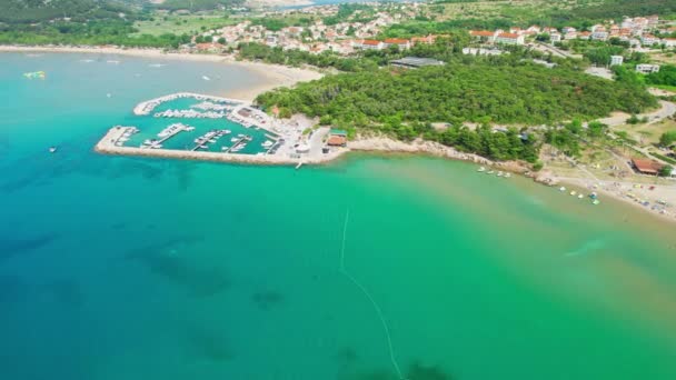 Widok Lotu Ptaka Plażę Rajska Wyspie Rab Chorwacja Paradise Beach — Wideo stockowe