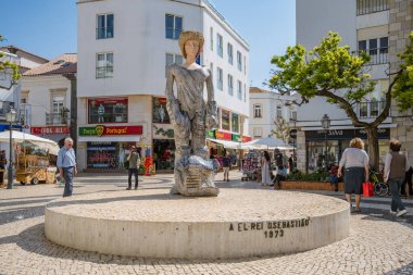 Lagos, Portugal - May 5, 2022: Statue of Dom Sebastiao close up in Lagos town, Algarve, Portugal clipart