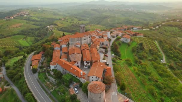 Krajobraz Miasta Smartno Winnice Regionie Wiejskim Goriska Brda Słowenii Widok — Wideo stockowe