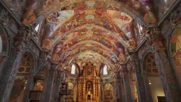 Valencia Spain June 2018 17Th Century Frescoes Altar Church Saint — Stock Video