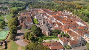 Hava manzaralı Navarrenx kasabası, Pirenes-Atlantik bölümü, Bask ülkesi, Güney-Batı Fransa. 