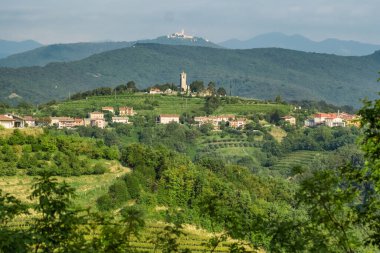 Olağanüstü Slovenya üzüm bağlarıyla tanınan Brda bölgesinin göz kamaştırıcı manzarası. Bereketli tepeler boyunca uzanan yemyeşil sarmaşıklar, küçük tarihi şehirlerle benekli.