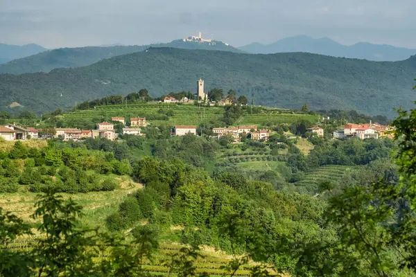 Olağanüstü Slovenya üzüm bağlarıyla tanınan Brda bölgesinin göz kamaştırıcı manzarası. Bereketli tepeler boyunca uzanan yemyeşil sarmaşıklar, küçük tarihi şehirlerle benekli.