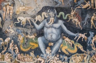 Padua, İtalya - 8 Ekim 2024: İtalya 'nın Padua kentindeki Scrovegni Şapeli veya Cappella degli Scrovegni' nin muhteşem tarihi freskleri. Kilise, Giotto 'nun 1305 yılından kalma ünlü bir fresk döngüsüne sahiptir.