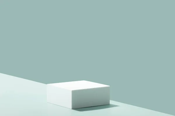 Abstract Empty White Podium Blue Background Mock Stand Product Presentation — Foto de Stock